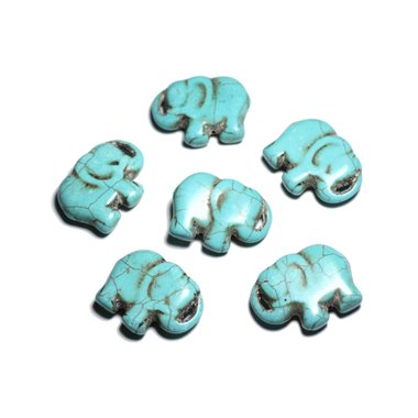 1pc - Grande Perle Pendentif en Pierre Turquoise synthèse - Elephant 40mm Bleu Turquoise - 4558550087881 