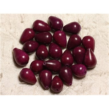 4pc - Perles de Pierre - Jade Gouttes 14x10mm Violet Prune  4558550014139 