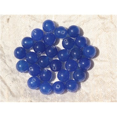 10pc - Perles de Pierre - Jade Boules 8mm Bleu Roi  4558550018106 