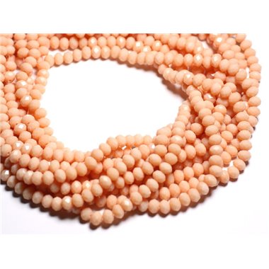 Fil 39cm 90pc env - Perles Verre opaque - Rondelles Facettées 6x4.5mm Rose Saumon Pêche - 4558550084842 