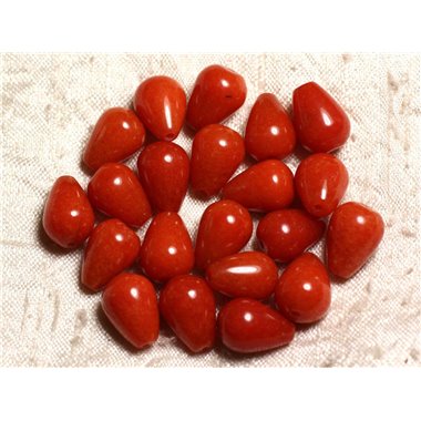 4pc - Perles de Pierre - Jade Gouttes 14x10mm Rouge Orange  4558550014115 