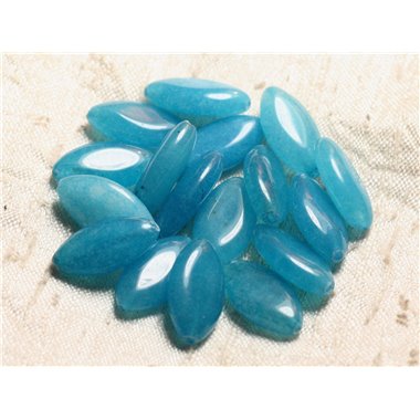 2pc - Perles de Pierre - Jade Bleu Turquoise Marquise Riz 20x10mm   4558550002051 