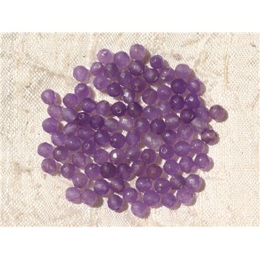 20pc - Perles de Pierre - Jade Boules Facettées 4mm Violet - 4558550017512 
