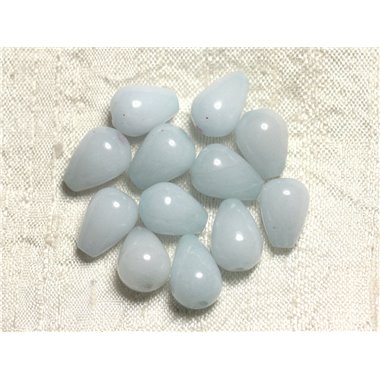 4pc - Perles de Pierre - Jade Gouttes 14x10mm Bleu Ciel - 4558550082688 
