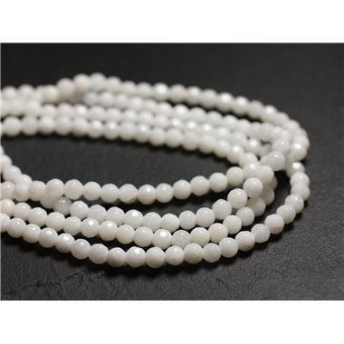 20pc - Perles de Pierre - Jade Boules Facettées 4mm Blanc Opaque -  4558550039705 