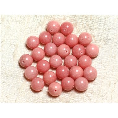 10pc - Perles de Pierre - Jade Boules 10mm Rose Pêche Corail -  4558550002419 