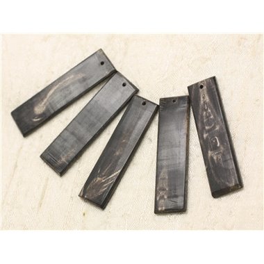 1pc - Pendentif Corne Noire naturelle Rectangle 52x13mm   4558550000064 