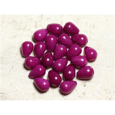 6pc - Perles de Pierre - Jade Gouttes 14x10mm Violet Rose Fuchsia   4558550002280