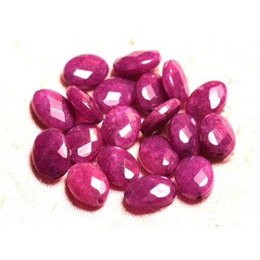 2pc - Perles de Pierre - Jade Violet Rose Ovales Facettés 14x10mm   4558550006578
