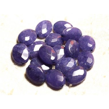 2pc - Perles de Pierre - Jade Bleu Indigo Ovales Facettés 14x10mm   4558550007506