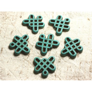 8pc - Perles Turquoise synthèse Noeuds Chinois 24x23mm Bleu Turquoise   4558550007735