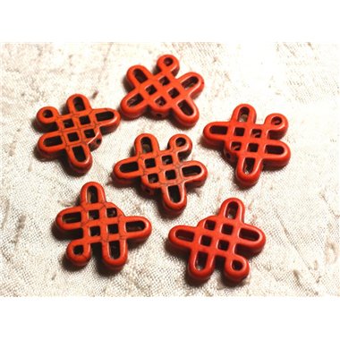 8pc - Perles Turquoise synthèse Noeuds Chinois 24x23mm Orange   4558550007902