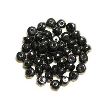 10pc - Perles Pierre - Jade Rondelles Facettées 8x5mm Gris Noir - 4558550008121