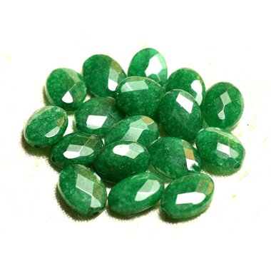 2pc - Perles de Pierre - Jade Verte Ovales Facettés 14x10mm   4558550008930