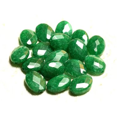 2pc - Perles de Pierre - Jade Verte Ovales Facettés 14x10mm   4558550008930