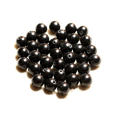 10pc - Perles de Pierre - Jade Noire Boules 8mm   4558550009128