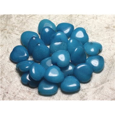 4pc - Perles de Pierre - Jade Bleue Coeurs 15mm   4558550011251 