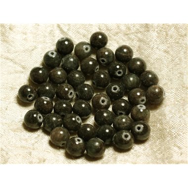 10pc - Perles de Pierre - Jade Gris Vert Kaki Boules 8mm - 4558550013873