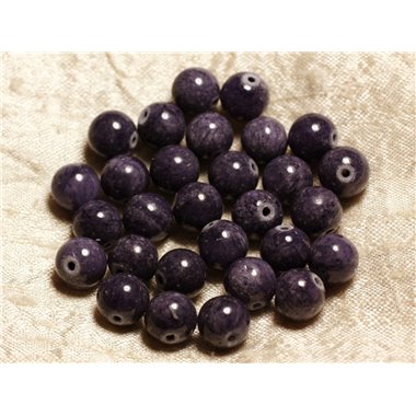 10pc - Perles de Pierre - Jade Bleu Violet Indigo 10mm   4558550013972