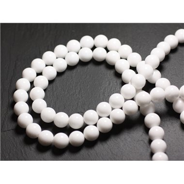 10pc - Perles de Pierre - Jade Boules 10mm Blanc Opaque - 4558550014368 