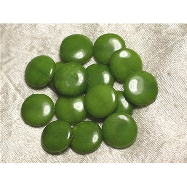 2pc - Perles de Pierre - Jade Verte Palets 18mm   4558550015426