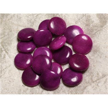 2pc - Perles de Pierre - Jade Violette Palets 18mm   4558550015570