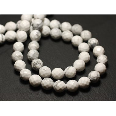 5pc - Perles de Pierre - Howlite Boules Facettées 8mm   4558550015952