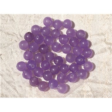 20pc - Perles de Pierre - Jade Boules 6mm Violet Mauve - 4558550018892
