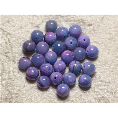 10pc - Perles de Pierre - Jade Bleu et Rose Boules 8mm   4558550021502