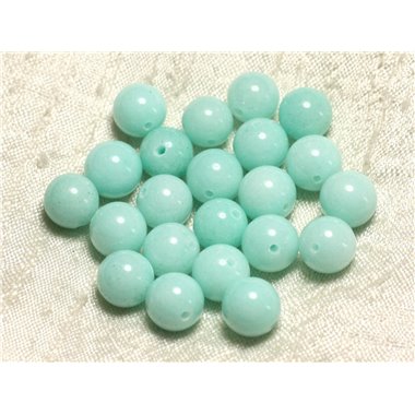 10pc - Perles de Pierre - Jade Boules 10mm Bleu Turquoise  4558550003508 