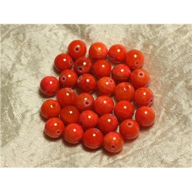 10pc - Perles de Pierre - Jade Boules 10mm Orange Opaque  4558550025227 