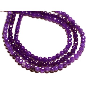 20pc - Perles de Pierre - Jade Boules Facettées 4mm Violet   4558550022202
