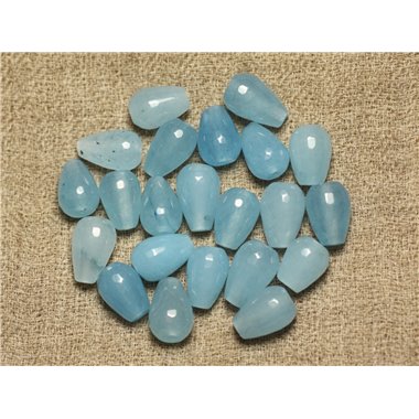 4pc - Perles de Pierre - Jade Gouttes Facettées 12x8mm Bleu clair  4558550023209 