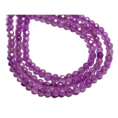 20pc - Perles de Pierre - Jade Boules Facettées 4mm Rose Fuchsia Violet   4558550023094