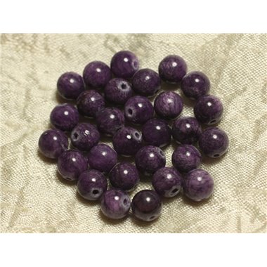 10pc - Perles de Pierre - Jade Violet et Mauve Boules 8mm   4558550025173