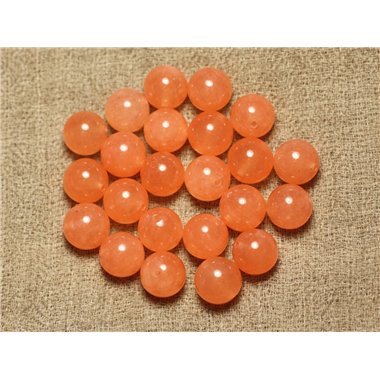 10pc - Perles de Pierre - Jade Boules 10mm Orange transparent  4558550022127 