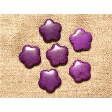 5pc - Perles Turquoise synthèse Fleurs 20mm - Violet  4558550031143
