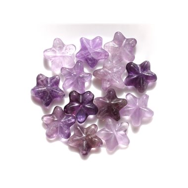 1pc - Perle de Pierre - Améthyste Fleur Etoile 16mm   4558550038364 