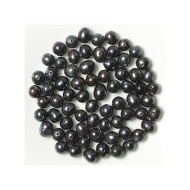 10pc - Perles de Culture eau douce Boules Olives 6-8mm noir vert irisé - 4558550038579