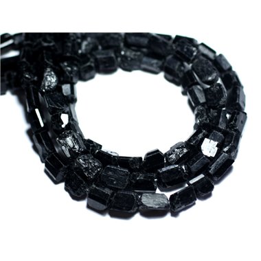 Fil 39cm 30pc env - Perles de Pierre - Tourmaline noire Brut Bâtonnets 6-15mm 