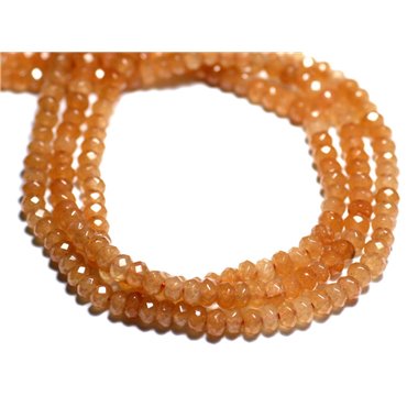 Fil 39cm 140pc env - Perles de Pierre - Jade Rondelles Facettées 4x2mm Orange Pastel 