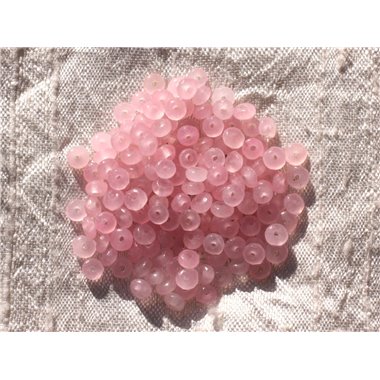 Fil 39cm 140pc env - Perles de Pierre - Jade Rondelles Facettées 4x2mm Rose clair 