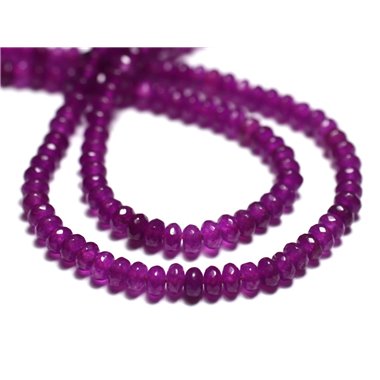 Fil 35cm 135pc env - Perles Pierre - Jade Rondelles Facettées 4x2mm Violet Rose Fuchsia Magenta