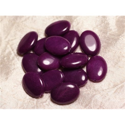 Fil 39cm 14pc env - Perles de Pierre - Jade grands Ovales 25x18mm Violet 