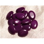 Fil 39cm 14pc env - Perles de Pierre - Jade grands Ovales 25x18mm Violet 