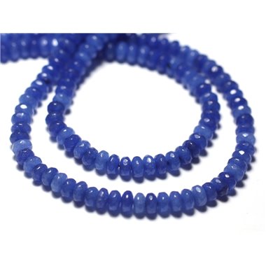 Fil 39cm 140pc env - Perles de Pierre - Jade Rondelles Facettées 4x2mm Bleu Roi nuit 
