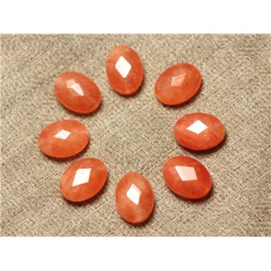 Fil 39cm 27pc env - Perles de Pierre - Jade Ovales Facettés 14x10mm Orange Capucine
