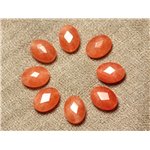 Fil 39cm 27pc env - Perles de Pierre - Jade Ovales Facettés 14x10mm Orange Capucine
