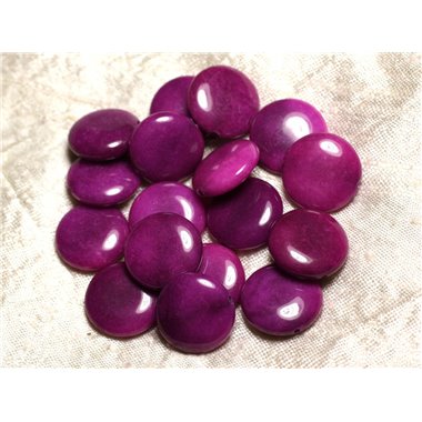 Fil 39cm 20pc env - Perles de Pierre - Jade Palets 18mm Violet Magenta 