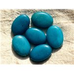 Fil 39cm 14pc env - Perles de Pierre - Jade grands Ovales 25x18mm Bleu Turquoise 